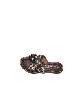 Very G Jungle Western Slide Sandals Aztec Print Turquoise Concho Size 6.5